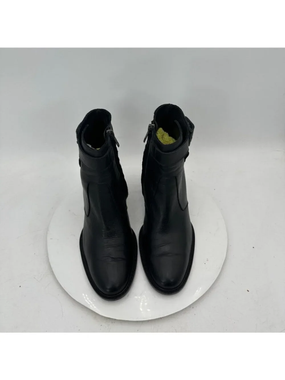 Helmut Lang Women Size EU 37.5 US 7.5 Black Leather Side Zip Block Heel Boot